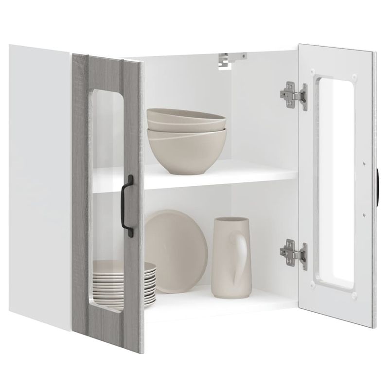 Casa si Gradina - Mobilier - Comode si corpuri - Corpuri bucatarie - Dulap bucatarie cu usa sticla Kalmar lemn prelucrat gri Sonoma - Infinity.ro