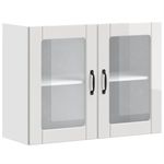Casa si Gradina - Mobilier - Comode si corpuri - Corpuri bucatarie - Dulap bucatarie cu usa sticla Lucca lemn prelucrat alb lucios, mărime 80x31x60 cm - Infinity.ro