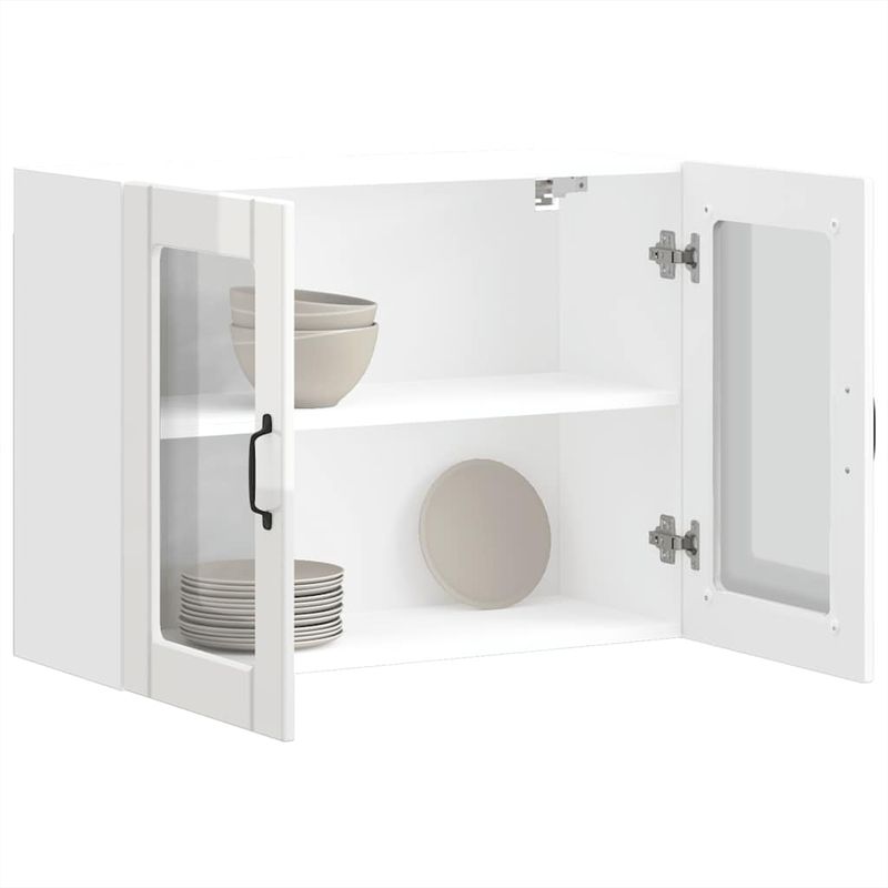 Casa si Gradina - Mobilier - Comode si corpuri - Corpuri bucatarie - Dulap bucatarie cu usa sticla Lucca lemn prelucrat alb lucios, mărime 80x31x60 cm - Infinity.ro