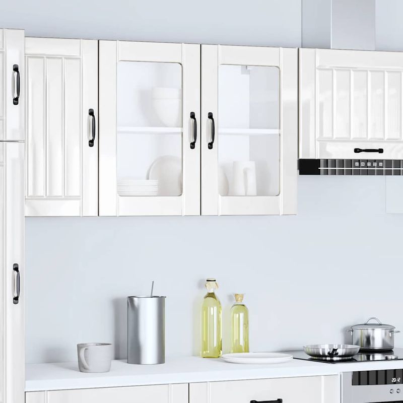 Casa si Gradina - Mobilier - Comode si corpuri - Corpuri bucatarie - Dulap bucatarie cu usa sticla Lucca lemn prelucrat alb lucios, mărime 80x31x60 cm - Infinity.ro