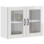Casa si Gradina - Mobilier - Comode si corpuri - Corpuri bucatarie - Dulap bucatarie cu usa sticla Lucca lemn prelucrat alb lucios, mărime 80x31x60 cm - Infinity.ro