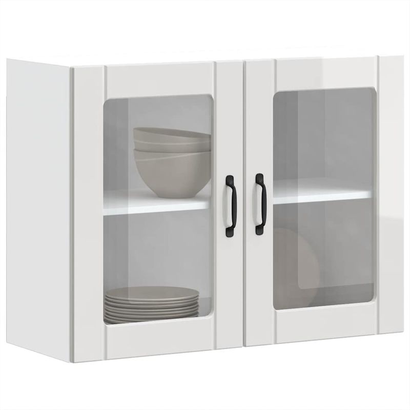Casa si Gradina - Mobilier - Comode si corpuri - Corpuri bucatarie - Dulap bucatarie cu usa sticla Lucca lemn prelucrat alb lucios, mărime 80x31x60 cm - Infinity.ro