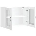 Casa si Gradina - Mobilier - Comode si corpuri - Corpuri bucatarie - Dulap bucatarie cu usa sticla Lucca lemn prelucrat alb lucios, mărime 80x31x60 cm - Infinity.ro