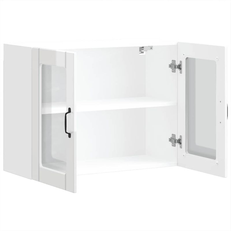Casa si Gradina - Mobilier - Comode si corpuri - Corpuri bucatarie - Dulap bucatarie cu usa sticla Lucca lemn prelucrat alb lucios, mărime 80x31x60 cm - Infinity.ro