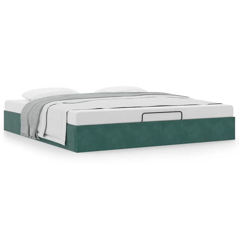 Casa si Gradina - Mobilier - Paturi si accesorii - Paturi - Cadru de pat otoman fara saltea Verde inchis 180x200 cm catifea - Infinity.ro