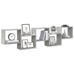 Casa si Gradina - Mobilier - Biblioteci si rafturi - Rafturi - Raft cubic perete cu 5 compartimente gri beton lemn prelucrat - Infinity.ro