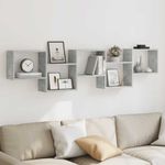 Casa si Gradina - Mobilier - Biblioteci si rafturi - Rafturi - Raft cubic perete cu 5 compartimente gri beton lemn prelucrat - Infinity.ro