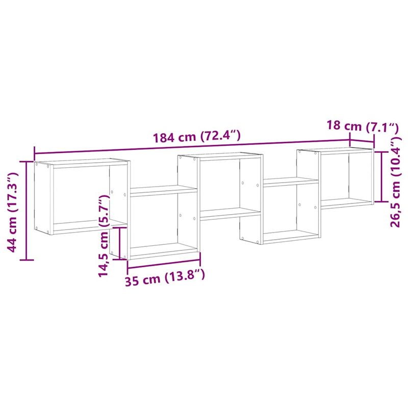 Casa si Gradina - Mobilier - Biblioteci si rafturi - Rafturi - Raft cubic perete cu 5 compartimente gri beton lemn prelucrat - Infinity.ro