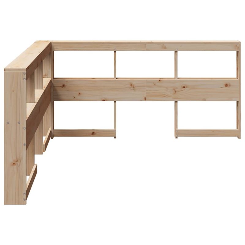 Casa si Gradina - Mobilier - Paturi si accesorii - Accesorii paturi - Tablie de pat cu biblioteca in forma de L, ceara maro lemn masiv de pin, mărime 108.5x208.5x80 cm - Infinity.ro