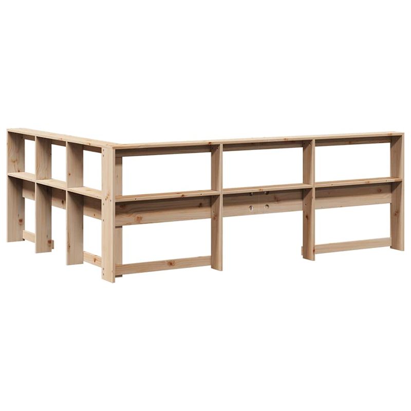 Casa si Gradina - Mobilier - Paturi si accesorii - Accesorii paturi - Tablie de pat cu biblioteca in forma de L, ceara maro lemn masiv de pin, mărime 108.5x208.5x80 cm - Infinity.ro