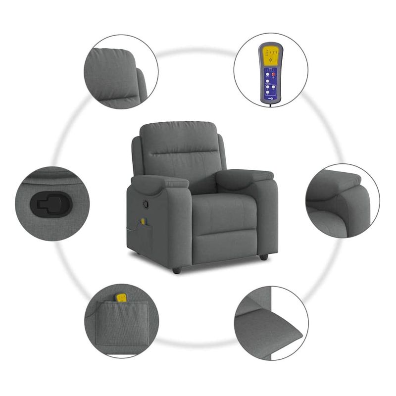 Ingrijire personala si Cosmetice - Sanatate si wellness - Articole wellness - Fotolii de masaj - Fotoliu de masaj rabatabil, gri inchis, material textil - Infinity.ro