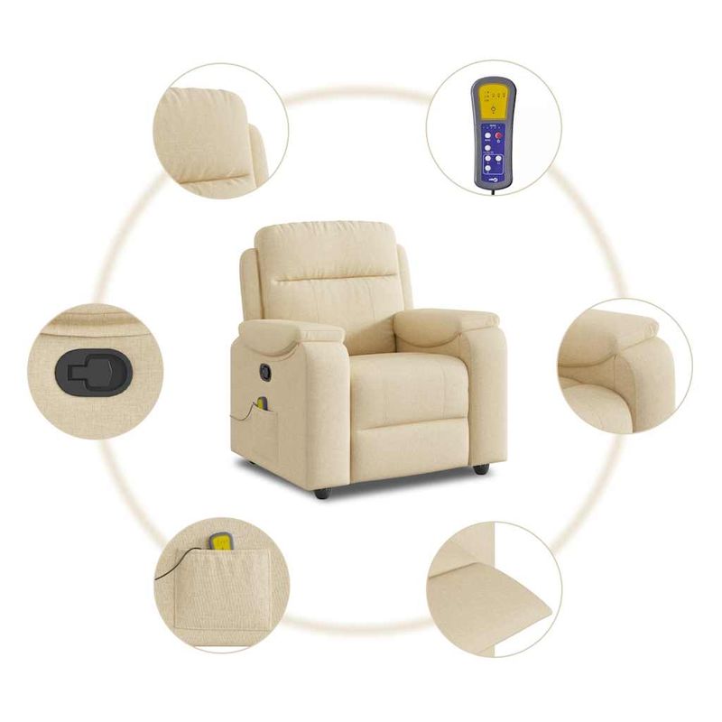 Ingrijire personala si Cosmetice - Sanatate si wellness - Articole wellness - Fotolii de masaj - Fotoliu rabatabil de masaj, crem, material textil - Infinity.ro