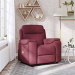 Ingrijire personala si Cosmetice - Sanatate si wellness - Articole wellness - Fotolii de masaj - Fotoliu de masaj rabatabil, rosu vin, material textil - Infinity.ro