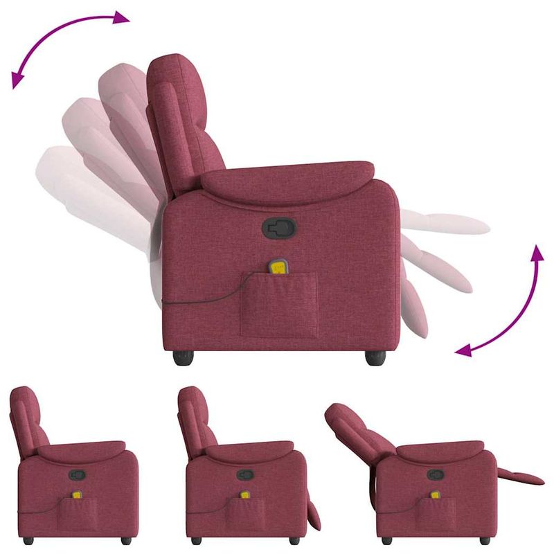 Ingrijire personala si Cosmetice - Sanatate si wellness - Articole wellness - Fotolii de masaj - Fotoliu de masaj rabatabil, rosu vin, material textil - Infinity.ro