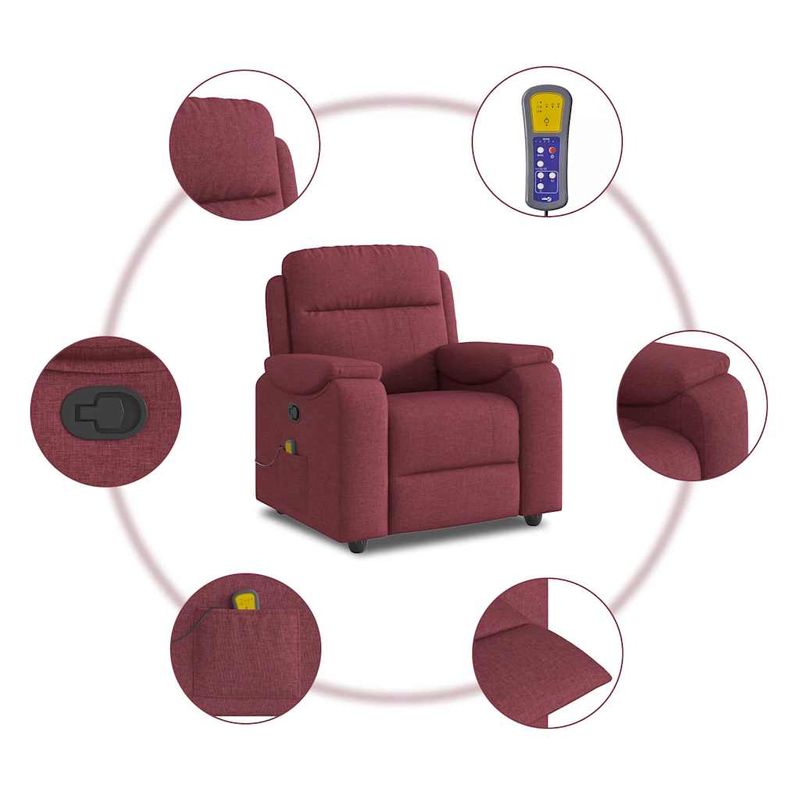 Ingrijire personala si Cosmetice - Sanatate si wellness - Articole wellness - Fotolii de masaj - Fotoliu de masaj rabatabil, rosu vin, material textil - Infinity.ro