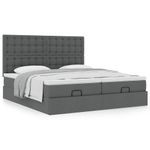 Casa si Gradina - Mobilier - Paturi si accesorii - Paturi - Cadru de pat otoman cu saltele tesatura gri inchis 160x200cm - Infinity.ro