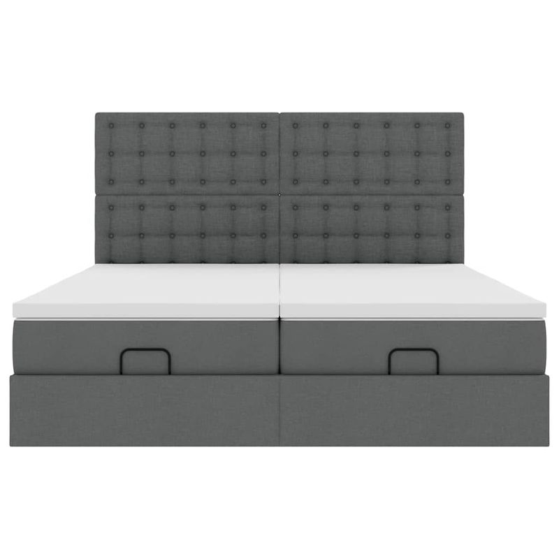 Casa si Gradina - Mobilier - Paturi si accesorii - Paturi - Cadru de pat otoman cu saltele tesatura gri inchis 160x200cm - Infinity.ro