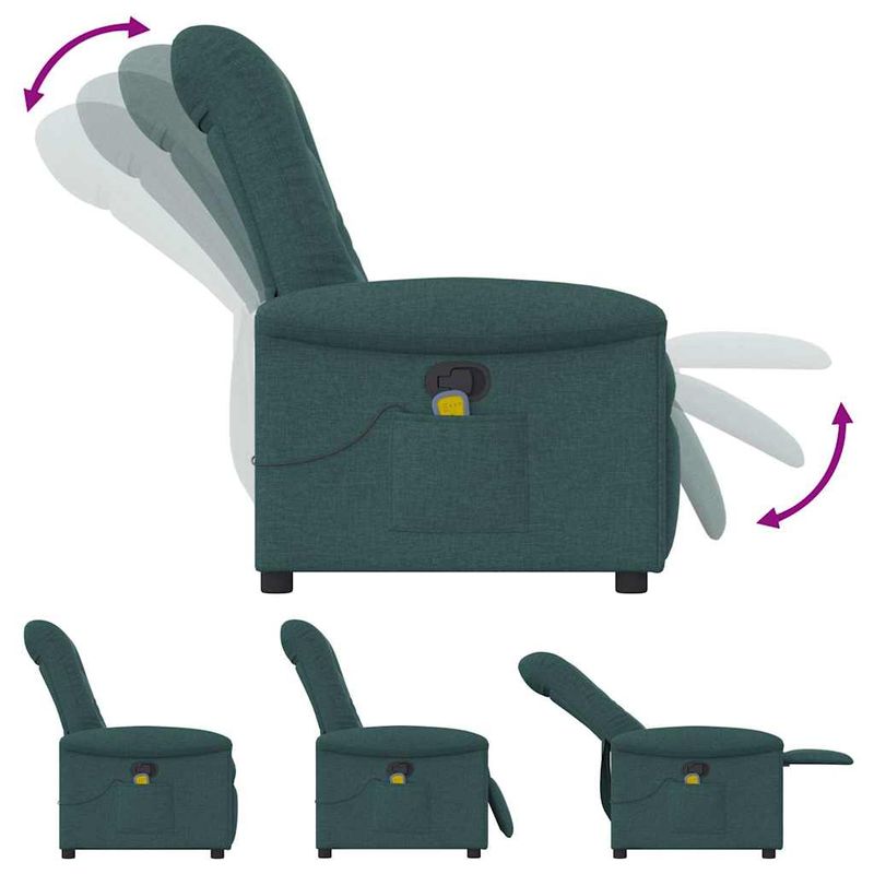 Ingrijire personala si Cosmetice - Sanatate si wellness - Articole wellness - Fotolii de masaj - Fotoliu de masaj rabatabil, verde inchis, material textil - Infinity.ro