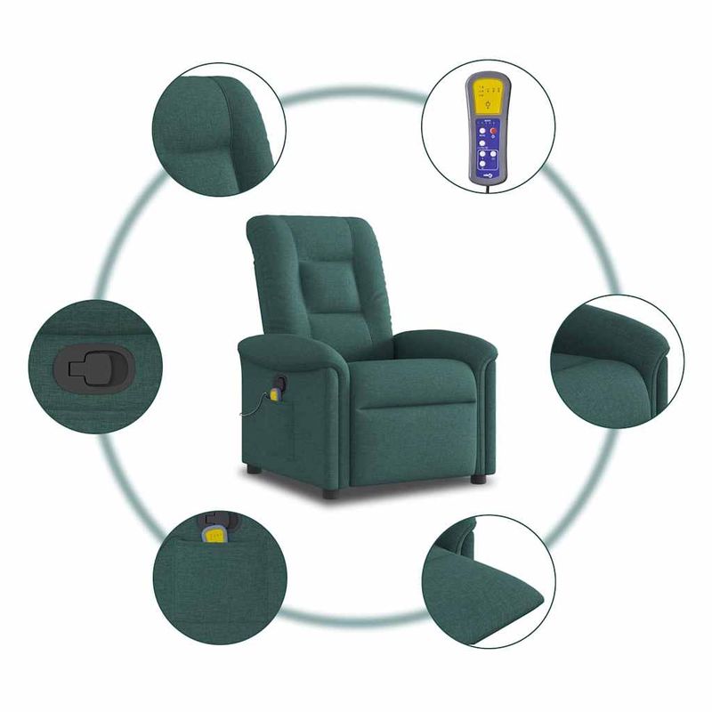 Ingrijire personala si Cosmetice - Sanatate si wellness - Articole wellness - Fotolii de masaj - Fotoliu de masaj rabatabil, verde inchis, material textil - Infinity.ro