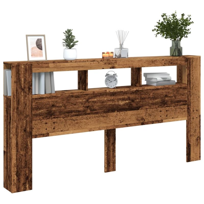 Casa si Gradina - Mobilier - Paturi si accesorii - Accesorii paturi - Tablie pat cu LED lemn vechi 200x18,5x103,5 cm lemn prelucrat - Infinity.ro