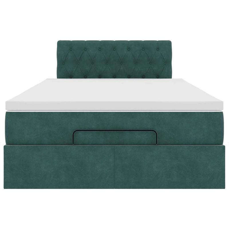 Casa si Gradina - Mobilier - Paturi si accesorii - Paturi - Cadru de pat otoman cu saltea verde inchis 120x190 cm catifea - Infinity.ro
