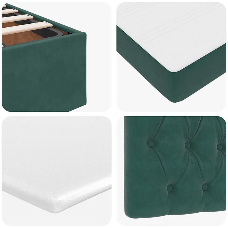 Casa si Gradina - Mobilier - Paturi si accesorii - Paturi - Cadru de pat otoman cu saltea verde inchis 120x190 cm catifea - Infinity.ro