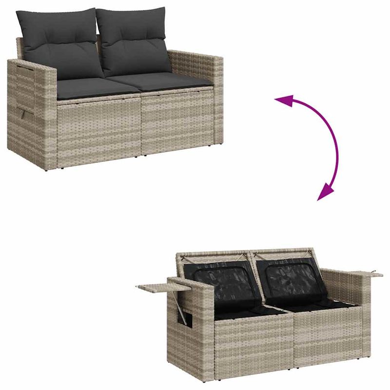 Casa si Gradina - Gradina si terasa - Mobilier exterior - Seturi mobila gradina - Set canapele de gradina cu perne, 7piese gri deschis poliratan - Infinity.ro