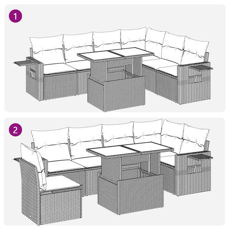 Casa si Gradina - Gradina si terasa - Mobilier exterior - Seturi mobila gradina - Set canapele de gradina cu perne, 7piese gri deschis poliratan - Infinity.ro