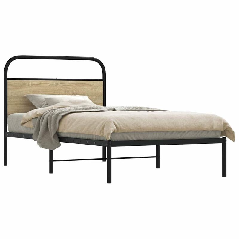 Casa si Gradina - Mobilier - Paturi si accesorii - Paturi - Cadru de pat fara saltea 107x203 cm Lemn derivat stejar Sonoma - Infinity.ro
