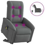 Ingrijire personala si Cosmetice - Sanatate si wellness - Articole wellness - Fotolii de masaj - Fotoliu electric masaj rabatabil cu ridicare, gri inchis textil - Infinity.ro