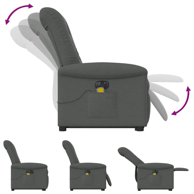 Ingrijire personala si Cosmetice - Sanatate si wellness - Articole wellness - Fotolii de masaj - Fotoliu electric masaj rabatabil cu ridicare, gri inchis textil - Infinity.ro