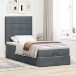 Casa si Gradina - Mobilier - Paturi si accesorii - Paturi - Cadru de pat otoman cu saltele Gri inchis 90x200cm catifea - Infinity.ro
