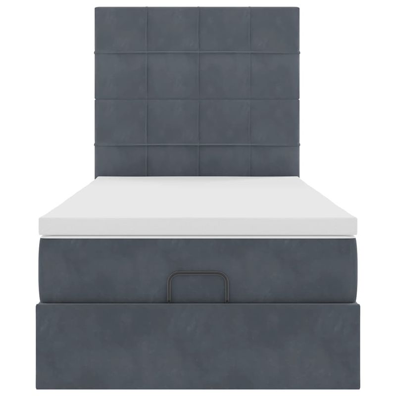Casa si Gradina - Mobilier - Paturi si accesorii - Paturi - Cadru de pat otoman cu saltele Gri inchis 90x200cm catifea - Infinity.ro