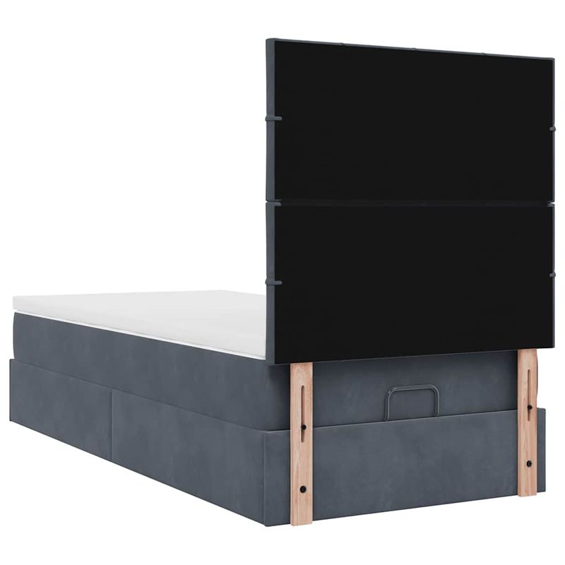 Casa si Gradina - Mobilier - Paturi si accesorii - Paturi - Cadru de pat otoman cu saltele Gri inchis 90x200cm catifea - Infinity.ro
