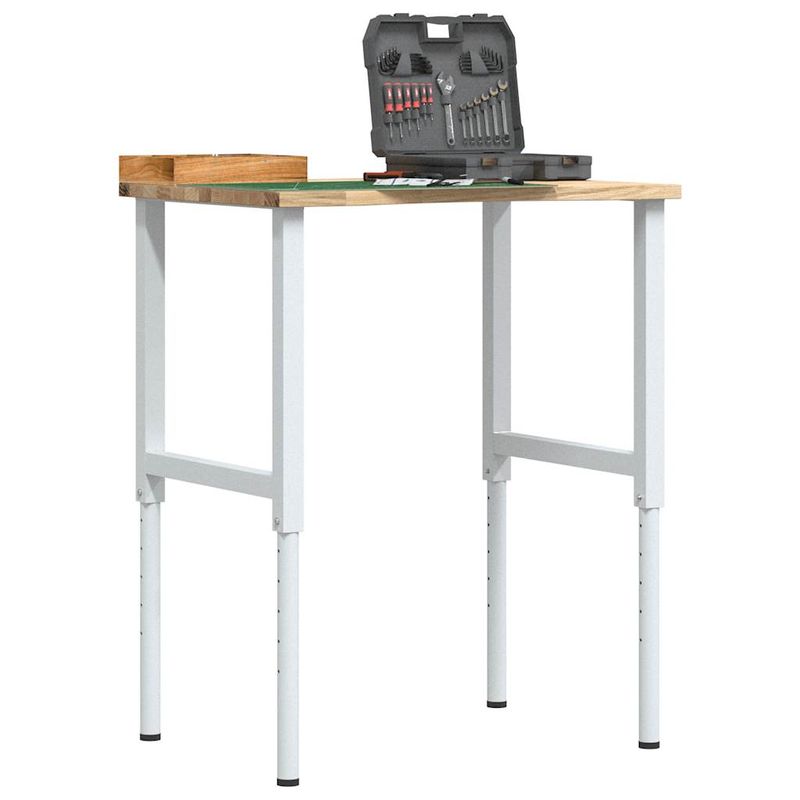 Casa si Gradina - Constructii - Scule de mana si unelte - Mese si bancuri de lucru - Banc lucru 80x60x(71,5-98) cm lemn masiv stejar, alb și natural - Infinity.ro