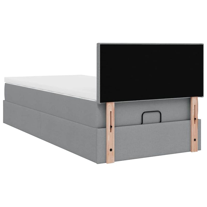 Casa si Gradina - Mobilier - Paturi si accesorii - Paturi - Cadru pat otoman cu saltea tesatura gri deschis 90x200cm - Infinity.ro