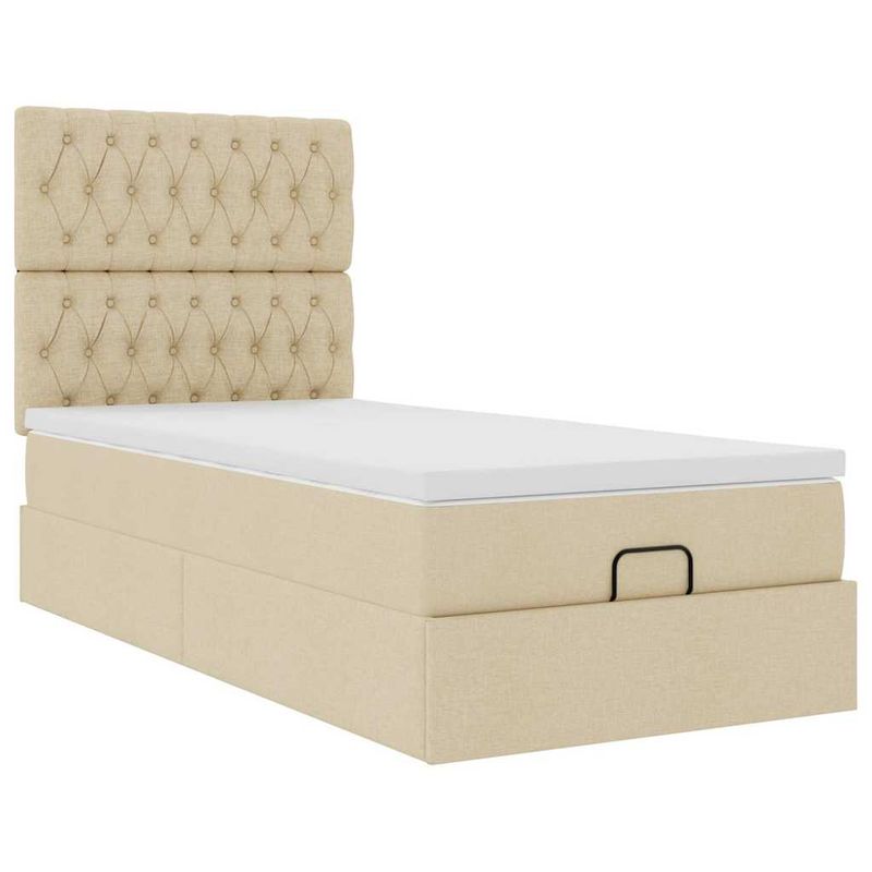 Casa si Gradina - Mobilier - Paturi si accesorii - Paturi - Cadru de pat otoman cu saltea crem 80x200cm stofa - Infinity.ro