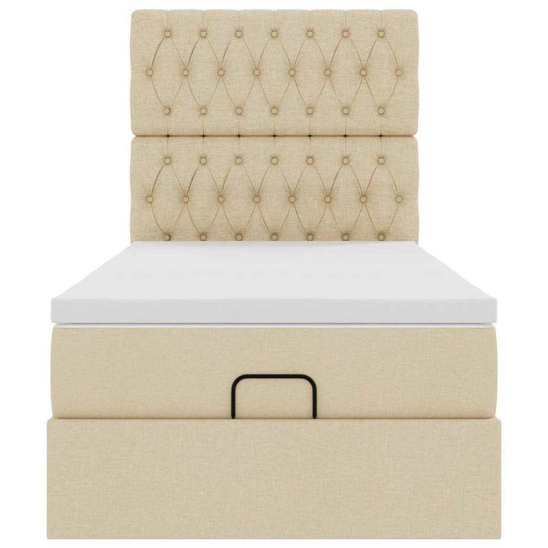 Casa si Gradina - Mobilier - Paturi si accesorii - Paturi - Cadru de pat otoman cu saltea crem 80x200cm stofa - Infinity.ro