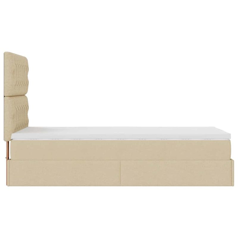 Casa si Gradina - Mobilier - Paturi si accesorii - Paturi - Cadru de pat otoman cu saltea crem 80x200cm stofa - Infinity.ro