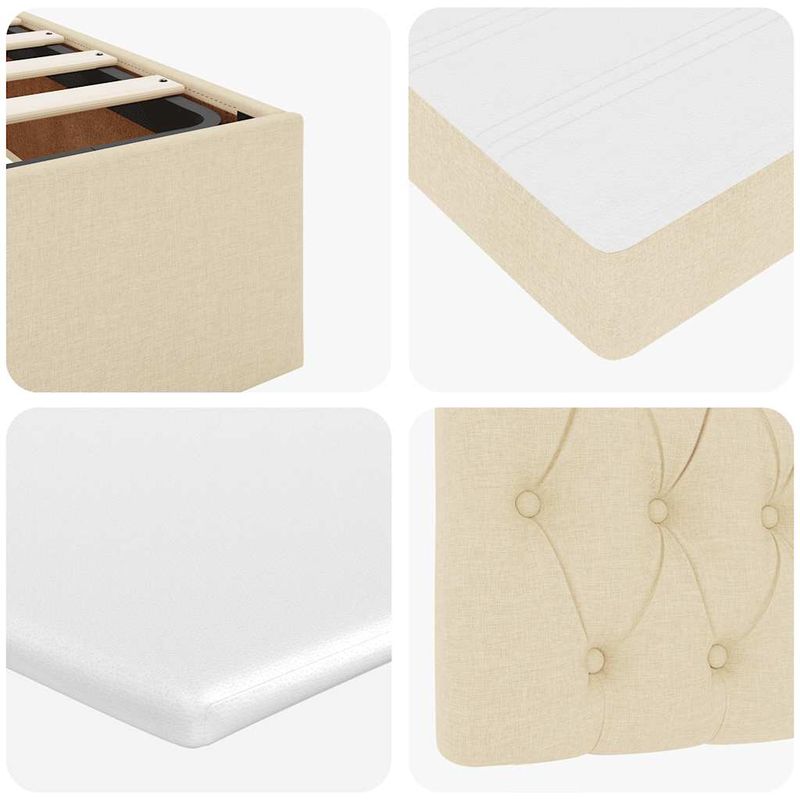 Casa si Gradina - Mobilier - Paturi si accesorii - Paturi - Cadru de pat otoman cu saltea crem 80x200cm stofa - Infinity.ro