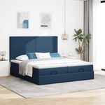 Casa si Gradina - Mobilier - Paturi si accesorii - Paturi - Cadru de pat otoman cu saltele, tesatura albastra 180x200cm - Infinity.ro