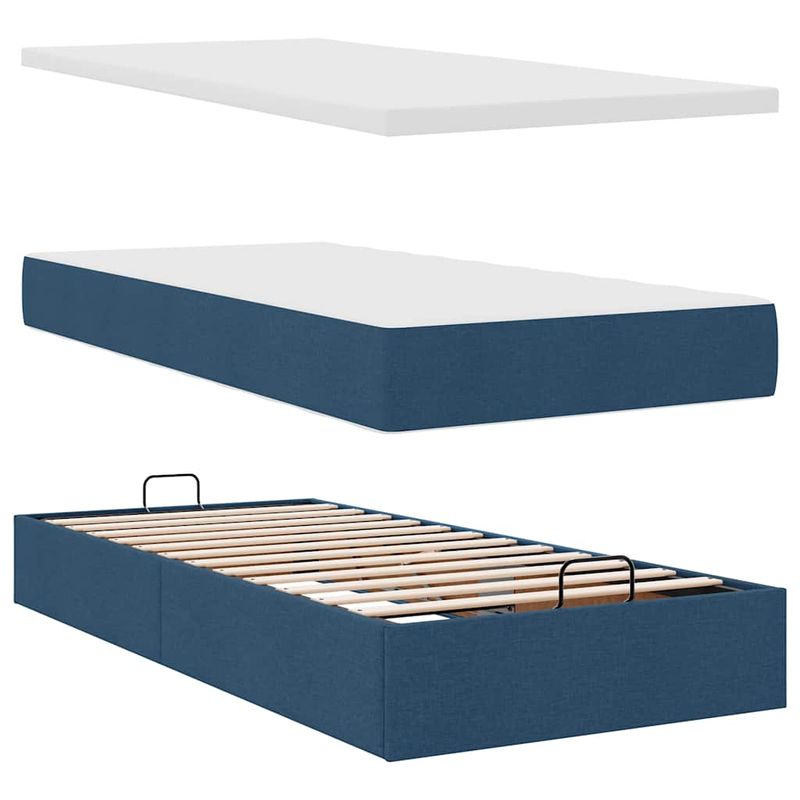 Casa si Gradina - Mobilier - Paturi si accesorii - Paturi - Cadru de pat otoman cu saltele, tesatura albastra 180x200cm - Infinity.ro