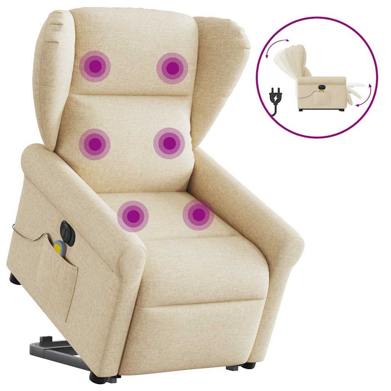 Ingrijire personala si Cosmetice - Sanatate si wellness - Articole wellness - Fotolii de masaj - Fotoliu electric de masaj rabatabil cu ridicare, crem, textil - Infinity.ro