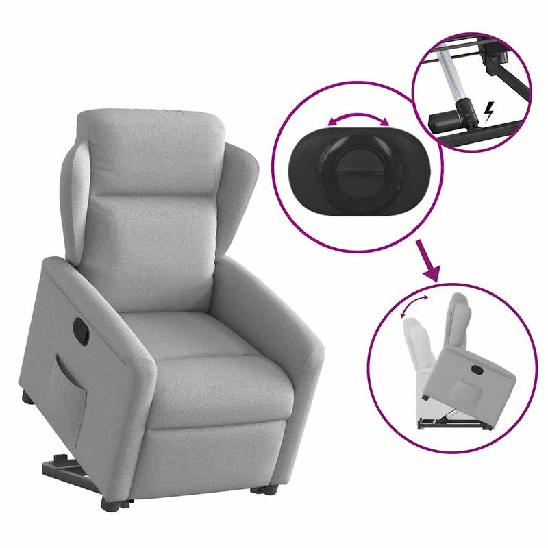 Casa si Gradina - Mobilier - Scaune si fotolii - Fotolii - Fotoliu inclinabil vertical din tesatura gri nor - Infinity.ro