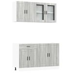 Casa si Gradina - Mobilier - Comode si corpuri - Corpuri bucatarie - Set de dulapuri de bucatarie 4 piese „Kalmar” lemn Sonoma gri - Infinity.ro