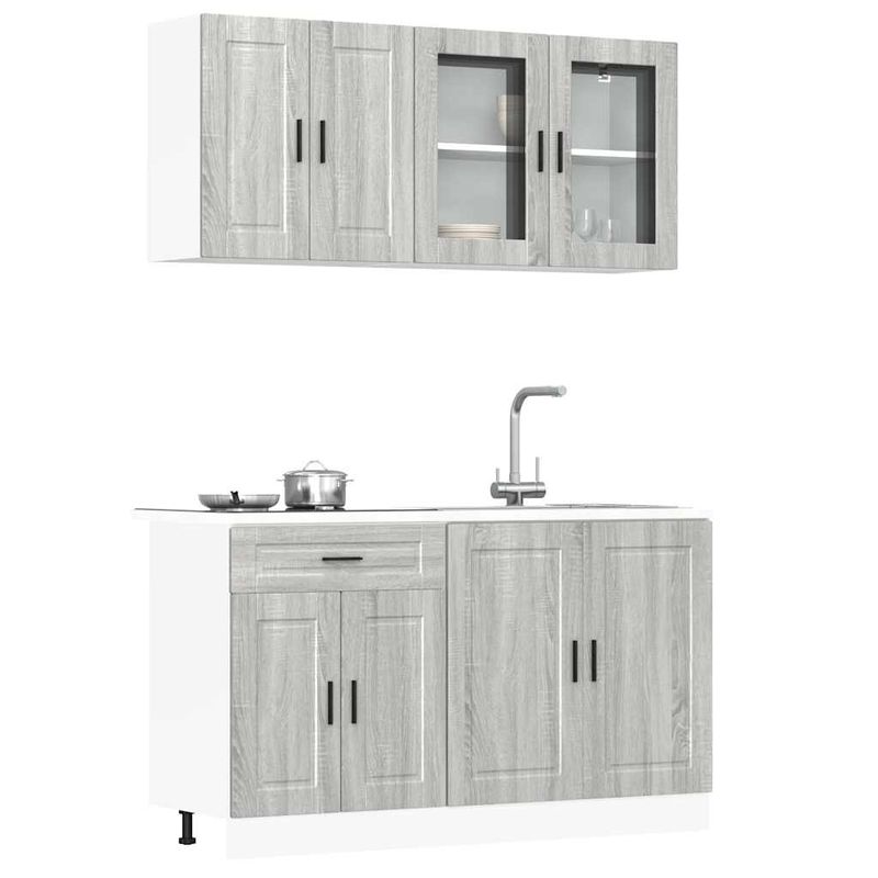 Casa si Gradina - Mobilier - Comode si corpuri - Corpuri bucatarie - Set de dulapuri de bucatarie 4 piese „Kalmar” lemn Sonoma gri - Infinity.ro