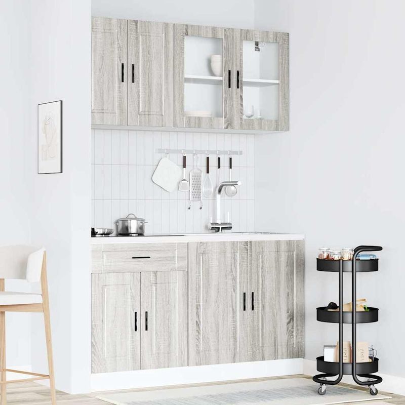 Casa si Gradina - Mobilier - Comode si corpuri - Corpuri bucatarie - Set de dulapuri de bucatarie 4 piese „Kalmar” lemn Sonoma gri - Infinity.ro