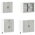 Casa si Gradina - Mobilier - Comode si corpuri - Corpuri bucatarie - Set de dulapuri de bucatarie 4 piese „Kalmar” lemn Sonoma gri - Infinity.ro