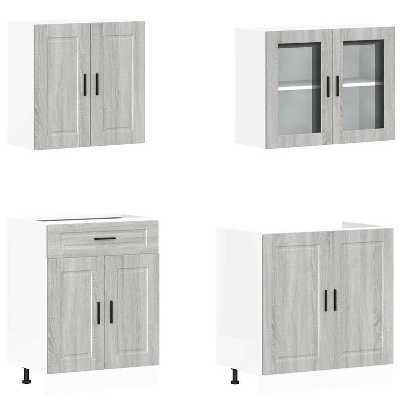 Casa si Gradina - Mobilier - Comode si corpuri - Corpuri bucatarie - Set de dulapuri de bucatarie 4 piese „Kalmar” lemn Sonoma gri - Infinity.ro