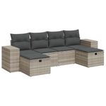 Casa si Gradina - Gradina si terasa - Mobilier exterior - Seturi mobila gradina - Set canapele de gradina cu perne, 6 piese gri deschis poliratan - Infinity.ro